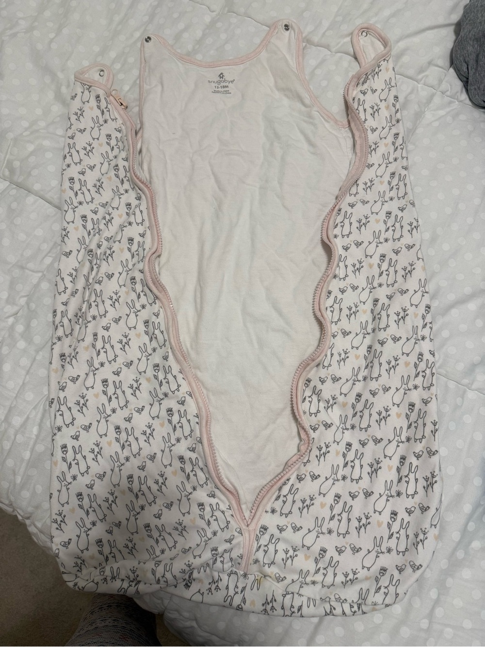 Snugabye Pink Trim Sleep Sack with Bunny Print